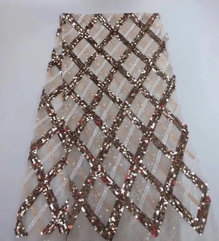 

African Sequins Lace Fabric 2019 Embroidered Nigerian Net Laces Fabric Bridal High Quality French Tulle Lace Fabric 5yards