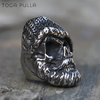 

Retro Men's Bearded Gentleman Skull Rings Cool Stainless Steel Punk Biker Ring Mens Boys Personality Jewelry Gifts Size 8-14