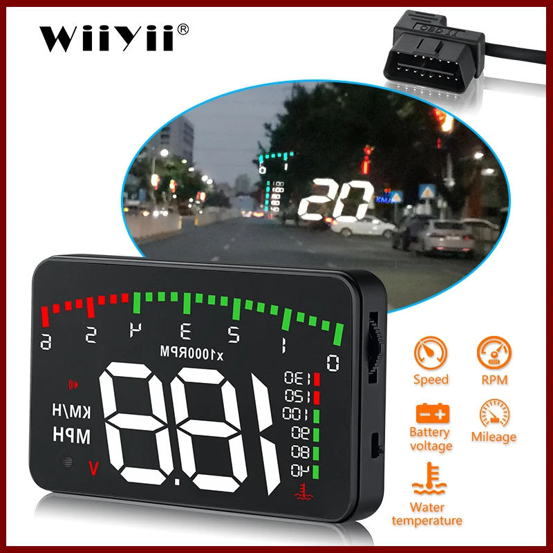 

GEYIREN A900 Car HUD OBD RPM Meter Head-Up Display Car Accessories Multi-Display Car Digital Speed Engine RPM Water Temperature