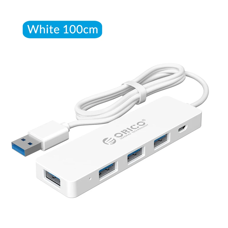 ORICO USB 3,0 концентратор с интерфейсом питания 4 порта USB разветвитель OTG адаптер Поддержка 5 Гбит/с 12 ТБ HDD для ПК компьютера ноутбука - Цвет: White 100