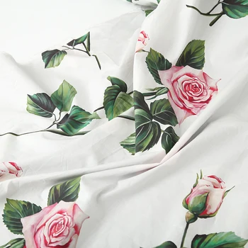 Italy D brand cotton poplin rose printed women's summer fashion polyester DIY clothing fabric cloth for dress sewing 4
