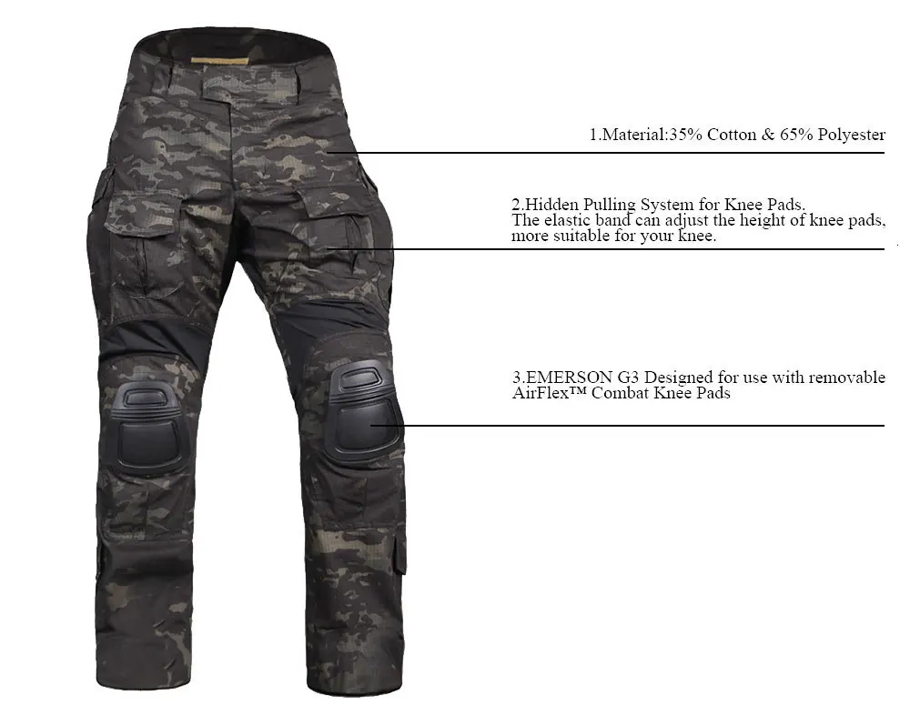 EMERSONGEAR Новый Gen3 армейские брюки с наколенниками износостойкие спортивная одежда Airsoft тактические брюки мультикам черный EM9351