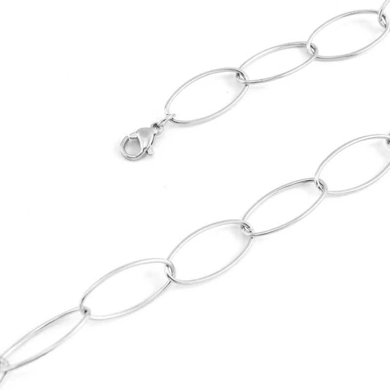 10x20-LongO-silver Мужское ожерелье из нержавеющей стали, длинные цепи с круглым звеном, уникальное овальное длинное ожерелье яйцо омаров, золотые мужские ювелирные изделия, дропшиппинг - Окраска металла: 10x20-LongO-silver