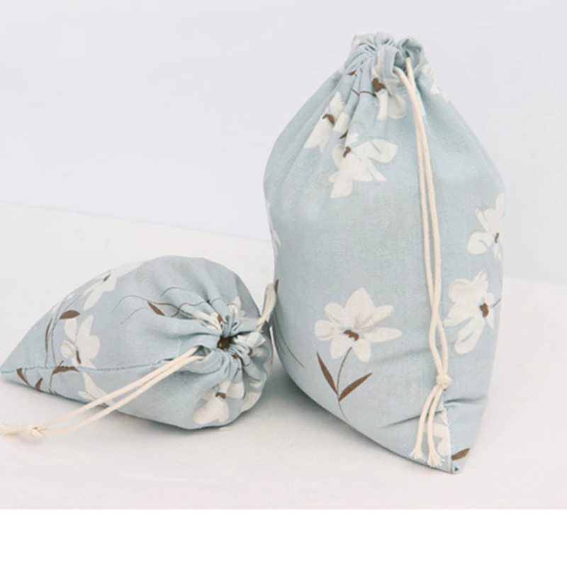 flower Сумки для хранения с рисунками животных из мультфильмов; одежда для малышей; детские игрушки; органайзер на шнурке; сумки для конфет из хлопка и льна; ювелирные изделия; косметичка - Цвет: flower