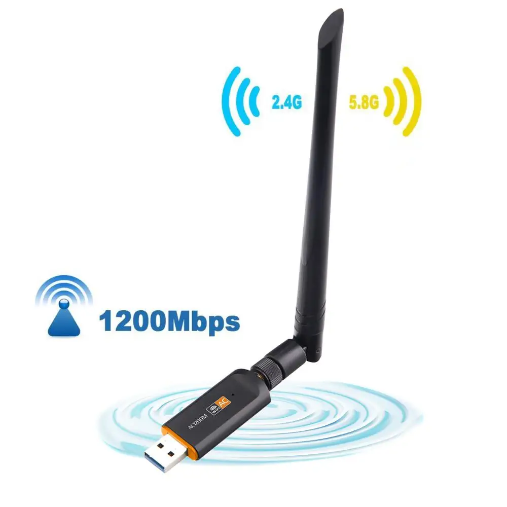 

USB 3,0 1200 Мбит/с Wi-Fi адаптер двухдиапазонный 5 ГГц 2,4 ГГц 802.11ac Wi-Fi Антенна Dongle сетевая карта для ноутбука настольного компьютера