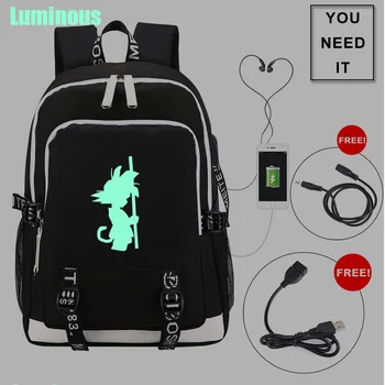 

Dragon Ball Cartoon Character School Backpacks Fashion Casual Travel Camp Multifunctional Unisex Bags Luminous Oxford Bookbags