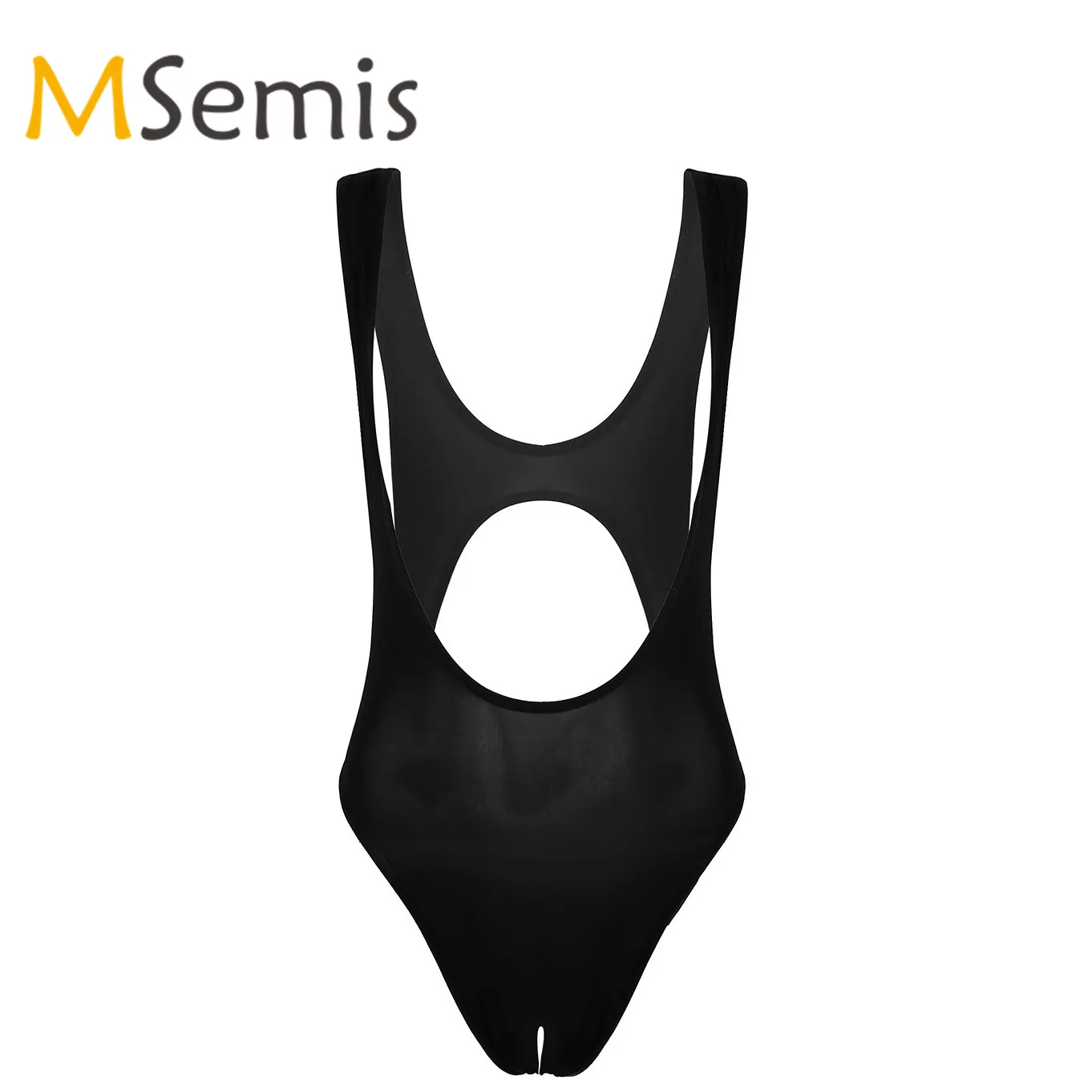 Женский купальник Цельный без рукавов с высоким вырезом открытая промежность