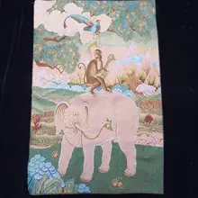 

35" Thangka embroidery Tibetan Buddhism silk embroidery brocade Nepal Four harmony graph Meaning family harmony Thangkas