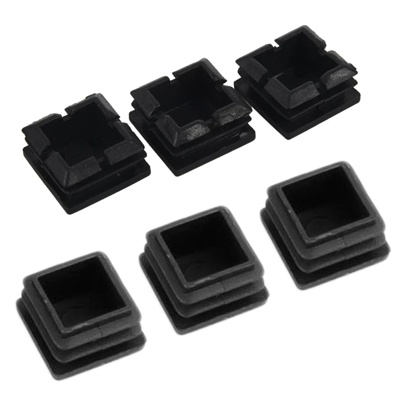 120 Pcs Plastic Square Tube Inserts End Blanking Caps Black 20Mm X 20Mm& 25Mm X 25Mm