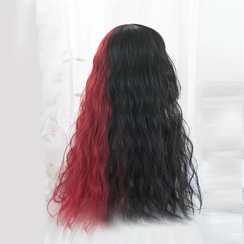 Косплей салон Лолита 30 см/65 см черный смешанный красный Омбре длинный короткий кудрявый прямой Боб челка Хэллоуин синтетический парик для косплея