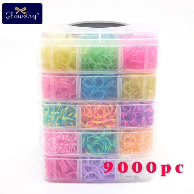 9000pc 5400 шт DIY игрушки резиновый ткацкий станок набор для детей DIY браслет силиконовые резинки Браслеты подвеска коробка плетение талисманы браслет игрушки - Цвет: 9000pc