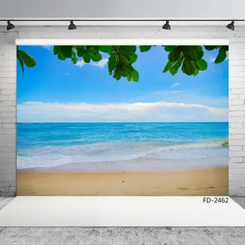 

Sea View Blue Sky Beach Green Leaf Ocean Scenery Portrait Children Photography Background Photographic Backdrop For Photo Studio