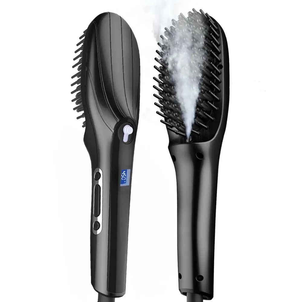 

2019 New Steam Hair Straightener Brush Ceramic Vapor Professional Electric Hair Comb Fast Hair Straightening Iron