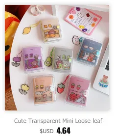 Cute Transparent Mini Loose-leaf Notebook Creative Portable Pocket Hand Book 3 Ring Binder Kawaii School Supplies Stationery