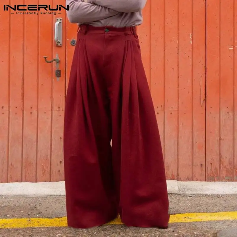 

Мужские повседневные брюки с завышенной талией, однотонные простые мешковатые брюки с заниженной мотней, 2023