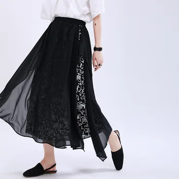 

Z-zoux Women Pant Patchwork Fake Two Pieces Printing Wide Leg Pants Casual Loose High Waist Pants Summer Trousers Women 2020 New