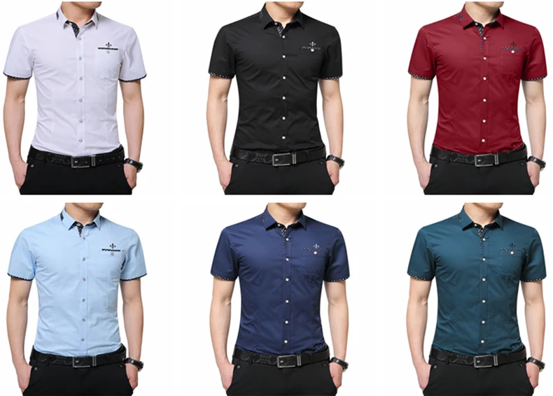 Модная блузка с принтом Camisa Social Masculina Dudalina, короткий рукав, приталенная рубашка, Мужская одежда, вышивка, белая, мужская, холодная