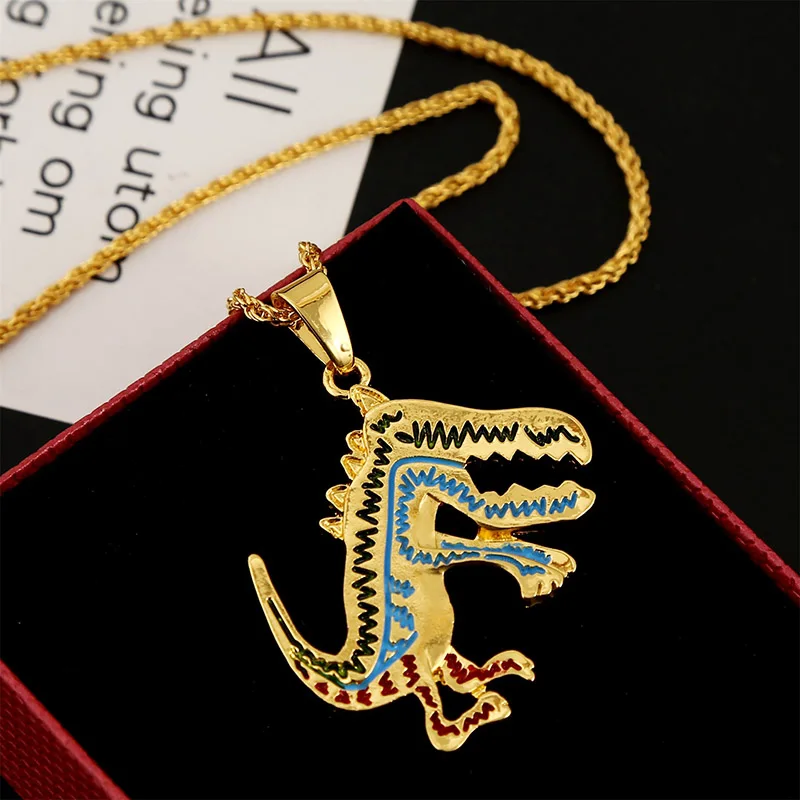 Statement Women Men Cartoon Animal Dinosaur Necklaces Hip Hop Jewelry Unisex Punk Style Gold Silver Color Long Chain Necklace | Украшения и