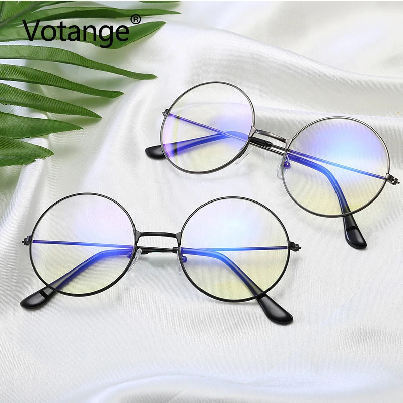 

Vintage Retro Round Flat Glasses Men Women Metal Eyewear Literary Students Wedding Party Decorative Plain Eyeglasses E002