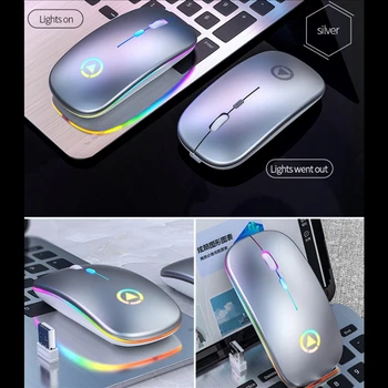 

2.4GHz Wireless Mouse Wireless & Wired (optional) Ultra Slim Optical Mouse Rechargeable RGB Mouse For PC Laptop Silent USB Mice
