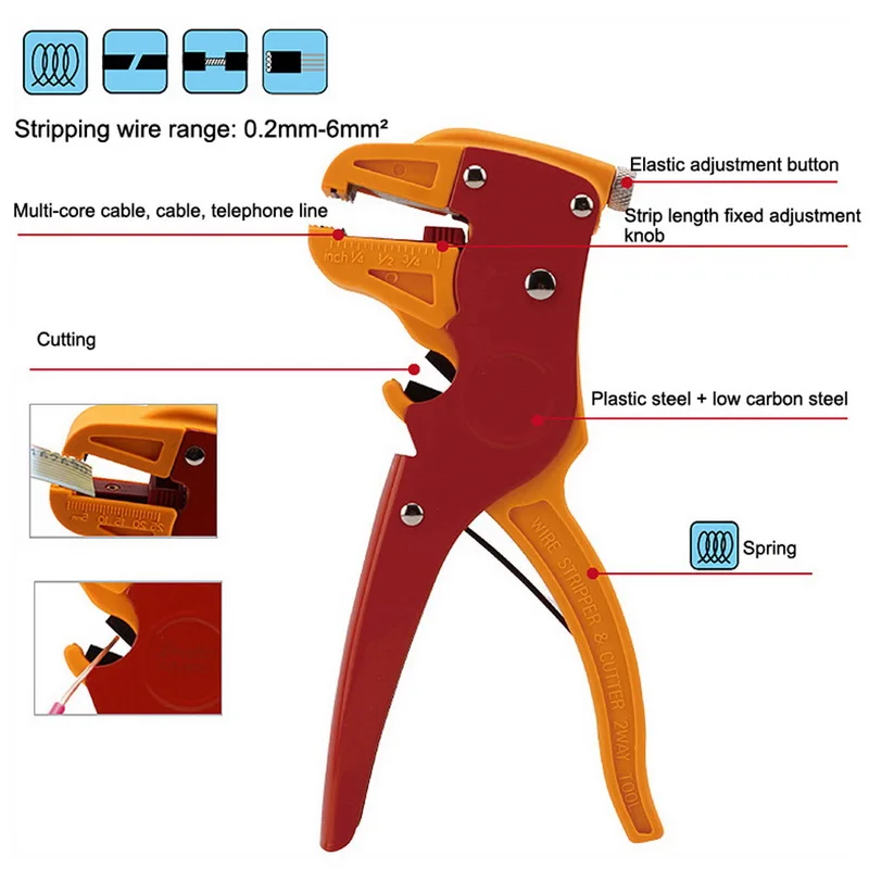 

Crimper Cable Cutter Automatic Wire Stripper Multifunctional Stripping Tools Crimping Pliers Terminal 0.2-6.0mm2 tool