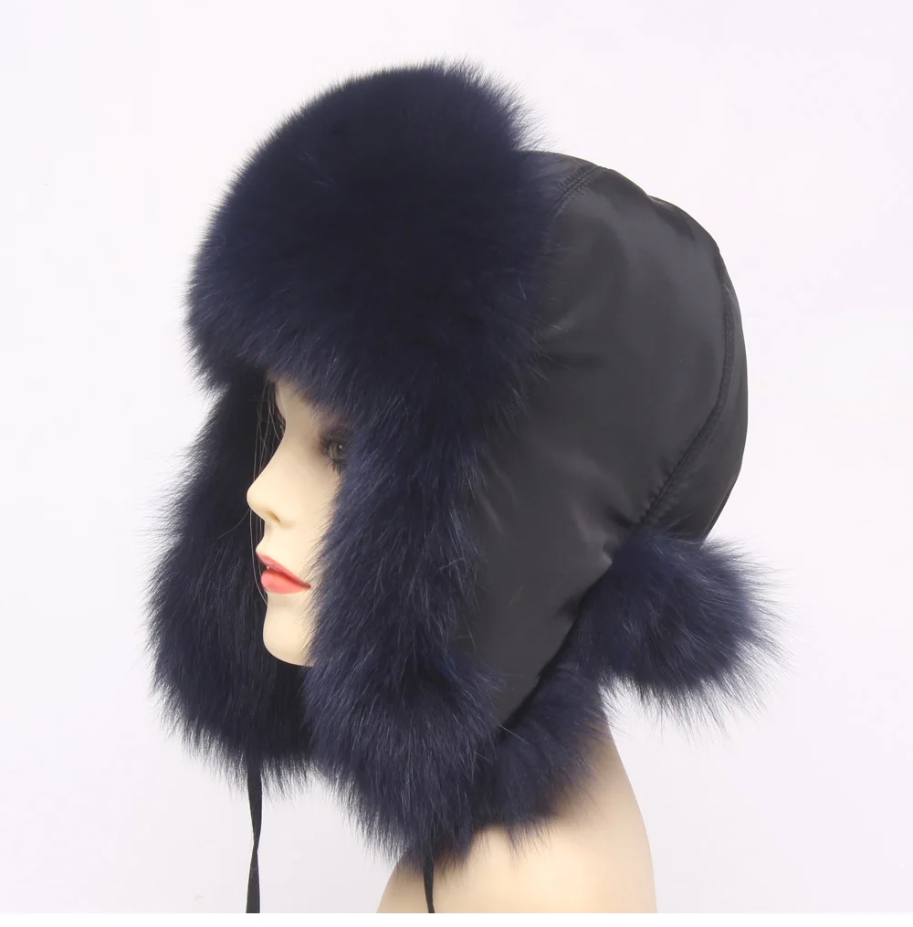 Hot Sale Genuine Fox Fur Hat Russian Women Real Fur Caps Bomber Hats 100%Natural Fox Fur Caps Fashion Fur Hat Retail wholesale