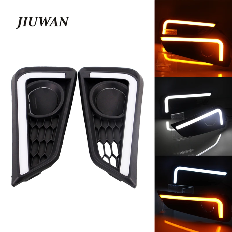 

One Pair Car 12V LED DRL Durable White Running Daylights Yellow Flashing Turn Singal Indicator Lamp Fit for Honda City 2015-2019