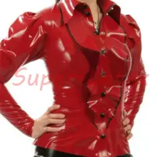 Латексная резиновая Gummi рубашка пальто Топ куртка блузка облегающий костюм вечерние винтажные