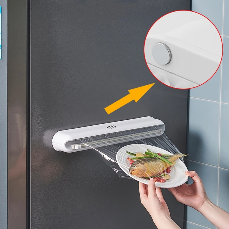 38cm Punchfree Fixing Food Wrap Dispenser Cutter Plastic Foil Cling