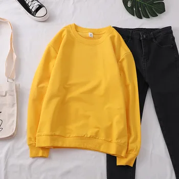 

2020 New Casual Casual Comfortable Loose Solid Color Long Sleeve Sweatshirt