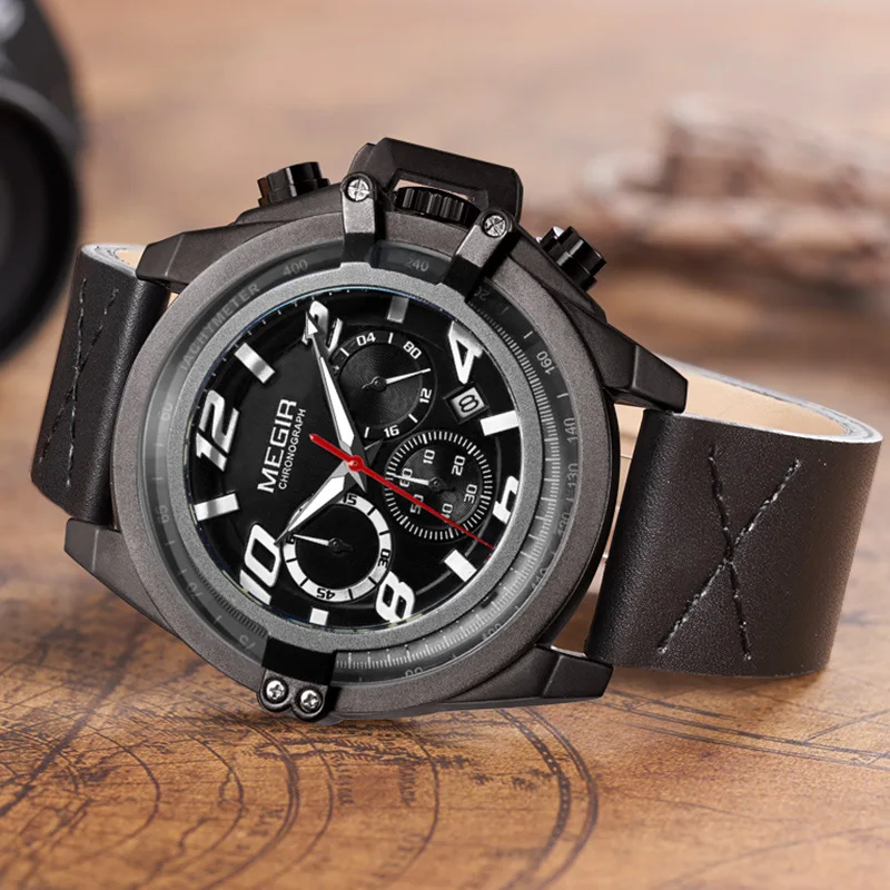 

[Watchcase Sandblasting Craft Design, Retro Quartz MEN'S Watch] Model: 2052G. Feature: