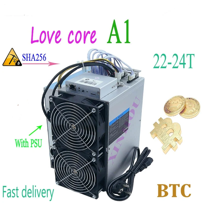 

New BTC BCH miner Love Core A1 22T-24T SHA256 ASIC miner With PSU Economic Server Delivery within 24 hours
