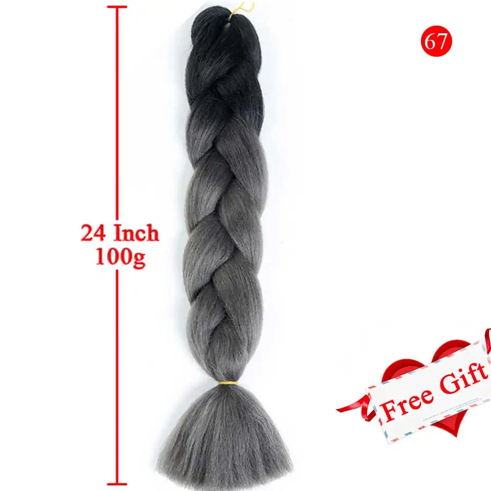 MEIFAN синтетические Омбре Джамбо плетение волос крючком косички Прически наращивание волос цветные пряди косички для плетения волос - Цвет: BR02-67