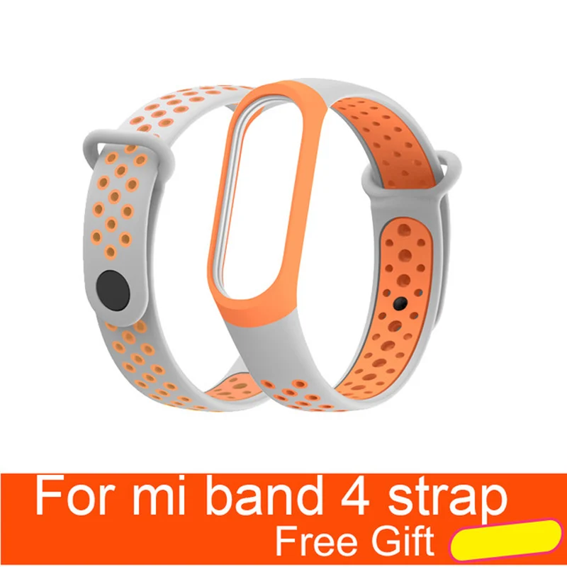 gray orange Для Xiaomi mi Band 4 ремешок Смарт аксессуары Замена водонепроницаемый двойной цвет силиконовый браслет для mi Band 4 NFC ремешок - Цвет: gray orange
