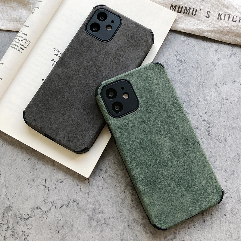 leather iphone 12 mini case Retro PU Leather Phone Case For iPhone 12 11 Pro Max Mini XR XS X 7 8 Plus SE2 Solid Color Silicone Shockproof Cover Matte Shell iphone 12 phone mini case