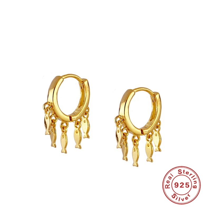 

Aide 925 Sterling Silver Hoops Earring Personalized Fish Shape Woman Earring For Valentine's Day Anniversary Pendiente Jewelry