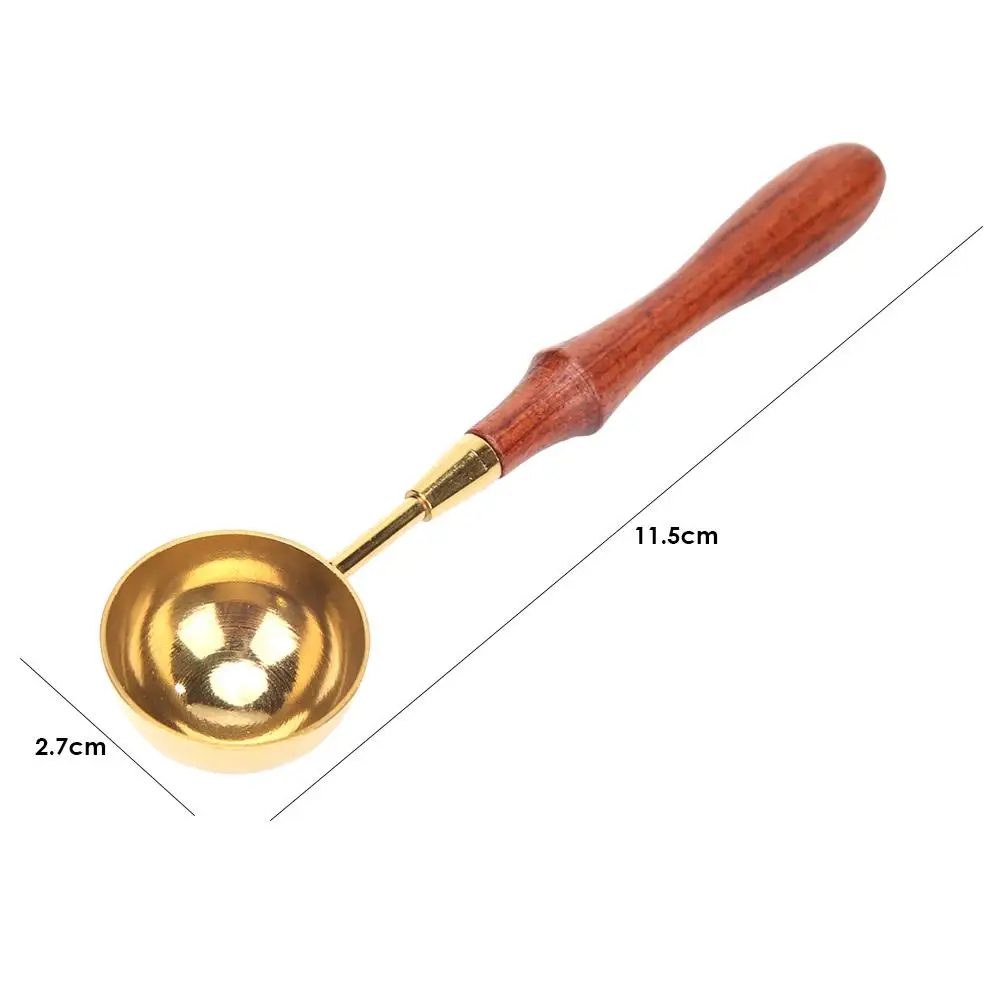 Heat-resistant Sealing Wax Spoon Wood Handle Retro Wax Stamping Spoons Invitation Cards Decorative Stamps Craft 