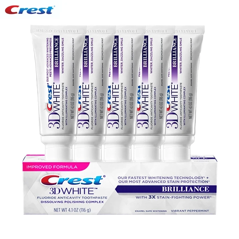Crest 3D White Luxe White Glamorous Toothpaste Teeth Whitening Dental Tooth Paste Whitening Oral Hygiene 90g x5PCS