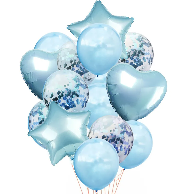 14 шт латексные конфетти праздничные украшения из шаров воздушные шары комбинации Юбилейная Свадьба Помолвка счастливый воздушный шар для вечеринки на день рождения - Цвет: blue confetti