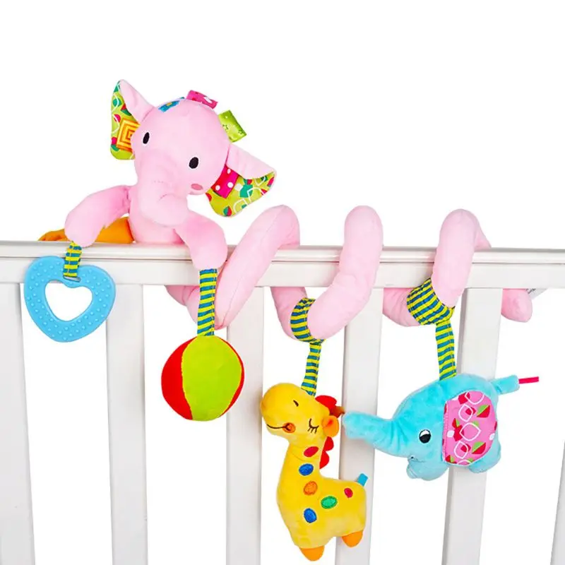 Мультфильм PP Хлопок Животные Мягкие погремушки игрушки с прорезывателем вращается вокруг кровати коляска подвесная игрушка BPA бесплатно Детская обучающая игрушка