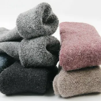 

1Pairs New Winter Wamer Cashmere Thicker Solid Socks Wool Rabbit Socks Against Cold Snow Winter Warm Funny Happy Male Men Socks