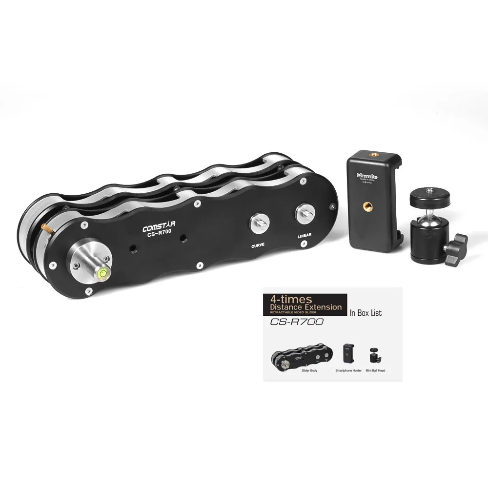 CS-R700 Commlite CS-R700 слайдер Трек 4 времени камера Видео слайдер рельс+ шаровая головка для Canon Nikon sony DSLR камера для смартфона - Цвет: CS-R700