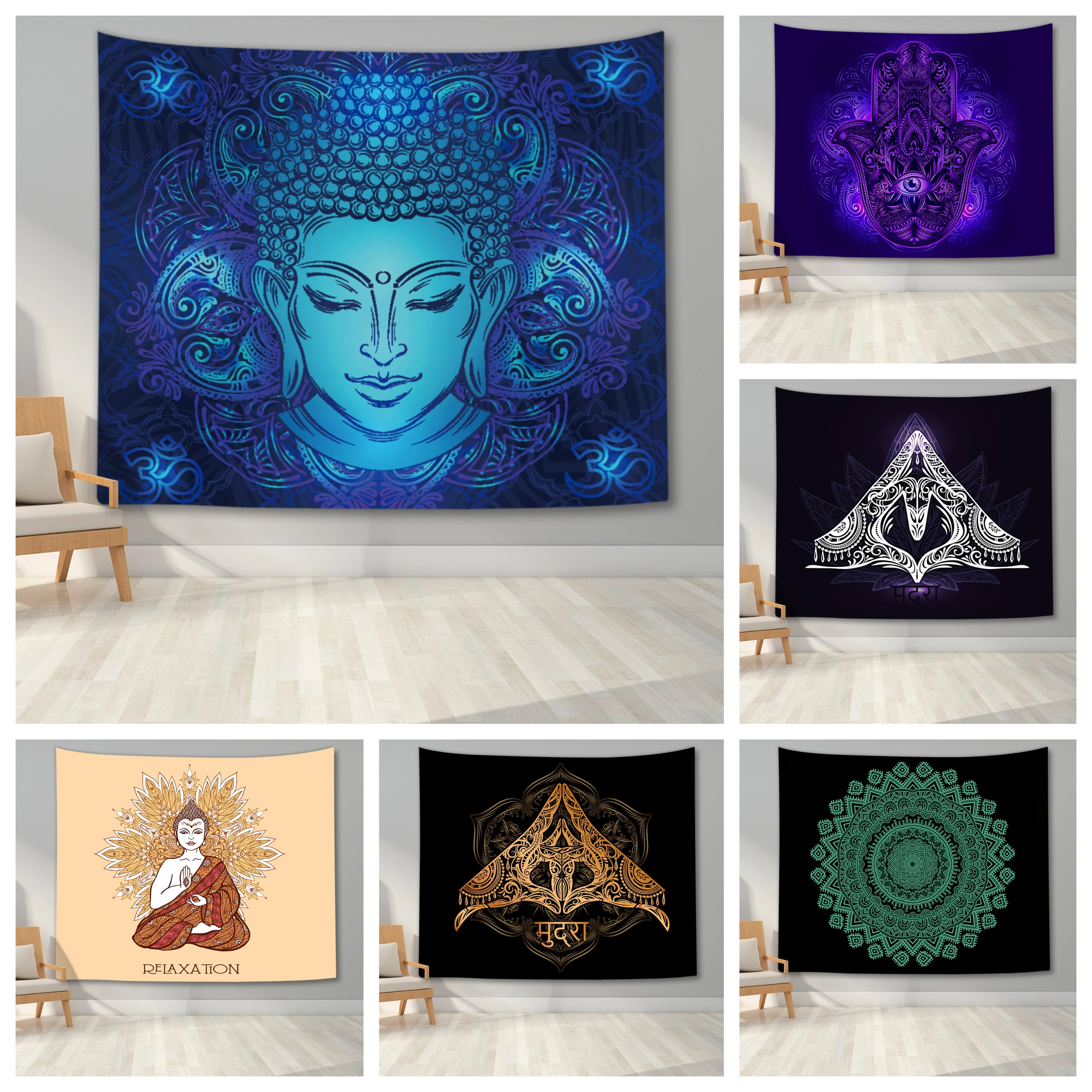 Медитация гобелены с Буддой Wall Art висит Одеяло психоделические гобелен Хиппи