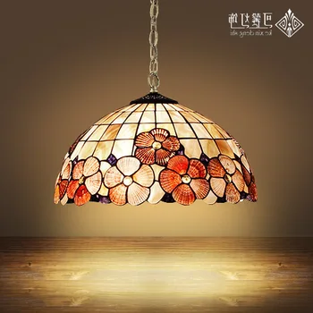 

European Tiffany Shell Shell Pendant Light Single Bedroom Lamp Waratah Restaurant Bar Dining Room Hanging Lighting Ing deco