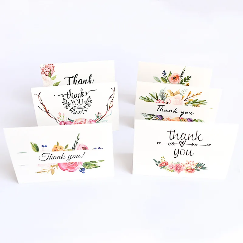  6 Pcs/Set Thank You Letter Flower Leave Message Paper Cards Gift Decoration Card Thanksgiving Day C - 4.00015E+12
