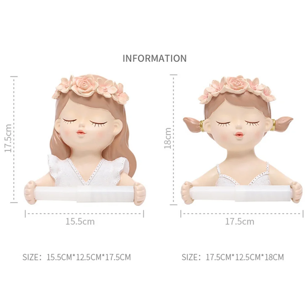Toilet Paper Holder Toilet Roll Holder Tissue Holder Ins Fairy Tissue Holder Long Hair Fairy Long Hair Lovely Girl Bathroom Light Luxury Decoration Accessories
