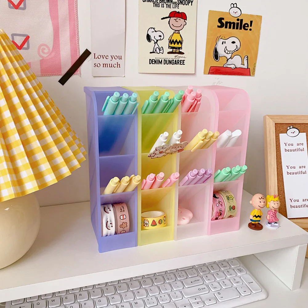 New Desk Pen Holder Pencil Makeup Storage Box Desktop Organizer School Office Stationery