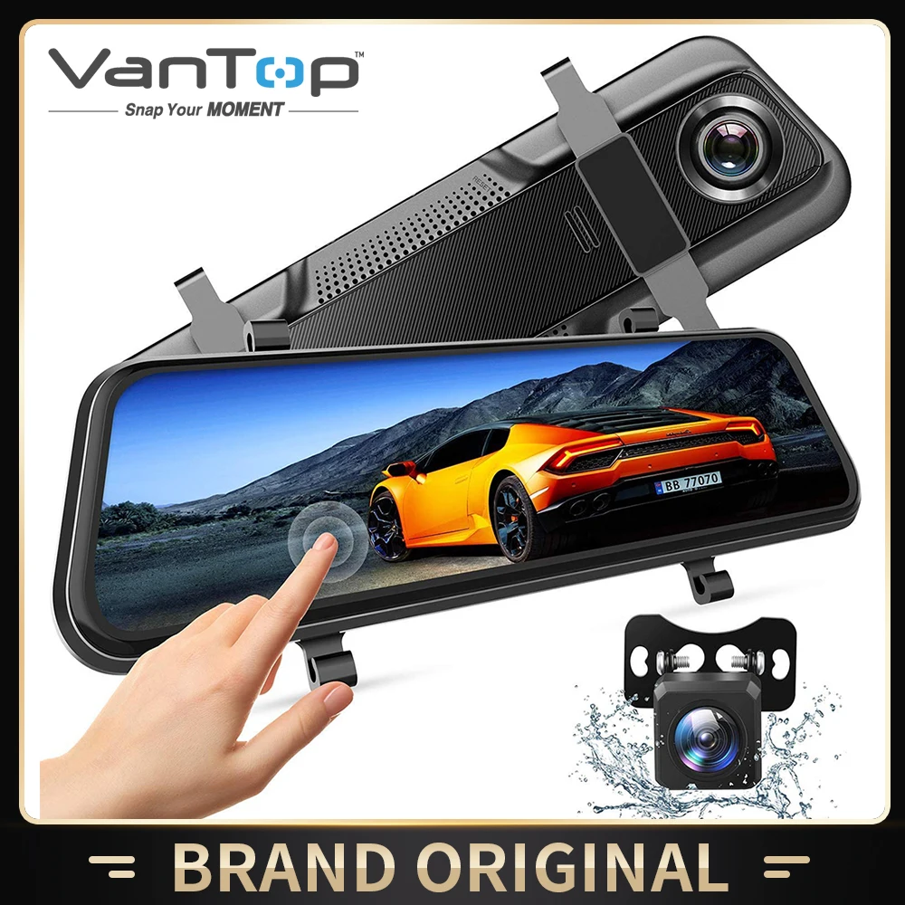 VanTop-Cámara de salpicadero HF09MQ Dual 1080P, 10 , Pantalla IPS táctil, impermeable, visión trasera, Monitor de estacionamiento, visión nocturna