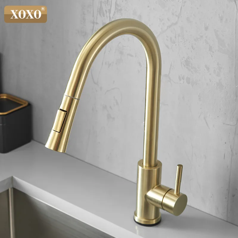  XOXO Kitchen Faucet Smart Touch Faucet Pull Out Cold and Hot Brushed Gold torneira cozinha Single h - 4000151626364
