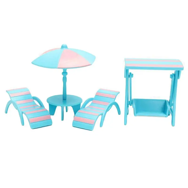 

Dollhouse 1:12 Mini Beach Toy Set Miniature Simulation Holiday Sun Lounger Model R9UE